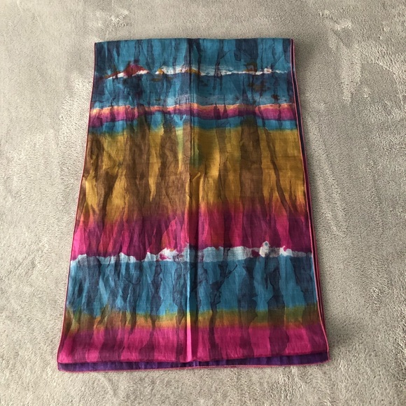 FUSHIA, TEAL, GOLD, PURPLE, WHITE SCARF - Picture 7 of 8